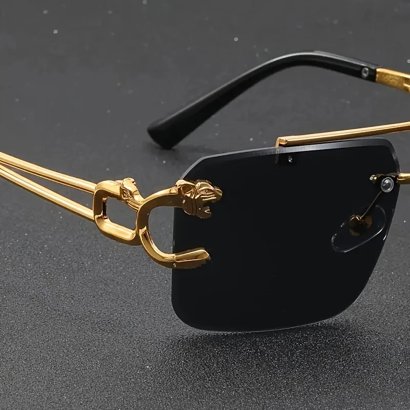 Vintage Luxury Golden Glasses Women's Punk Frameless High-End Men And Women Outdoor Eyewear Travel Anti Sun Glasses view 5