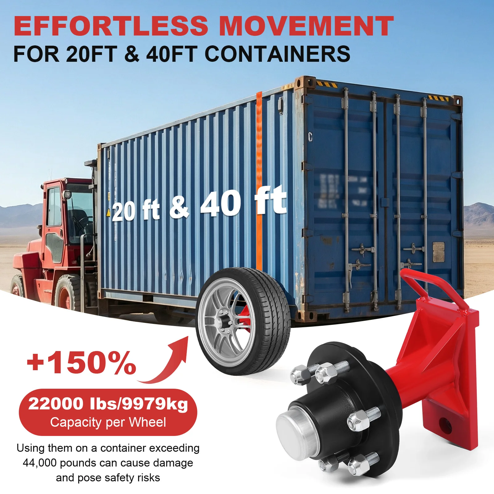 

2Pack Heavy-Duty Shipping Container Axles with Ratchet Tie 22000LBS Capacity for Moving 20ft-40ft Empty Containers