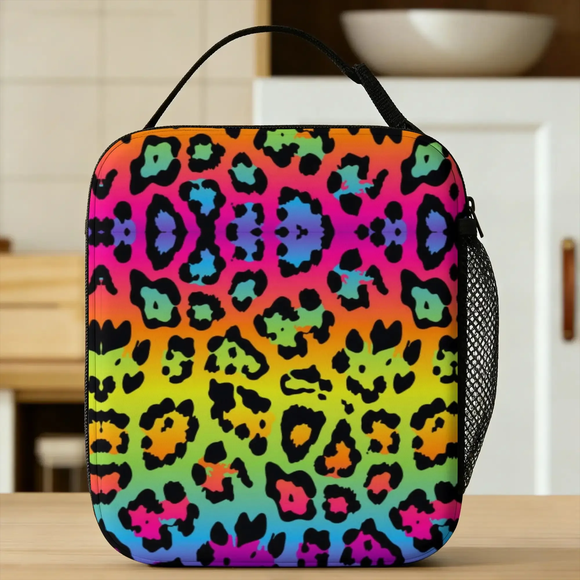 Leopard Print  Lunch Bag  Portable Insulated Lunch Box Adult Office Print Cooler Bag Vintage Oxford Tote Food Bags