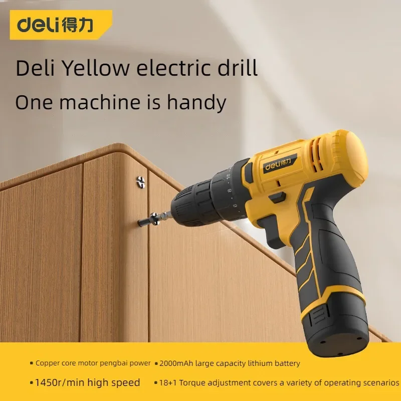 Deli Cordless Electric Drill 30N.m 12V Drill Electric Screwdriver Mini Wireless Power Driver DC Lithium-Ion Battery