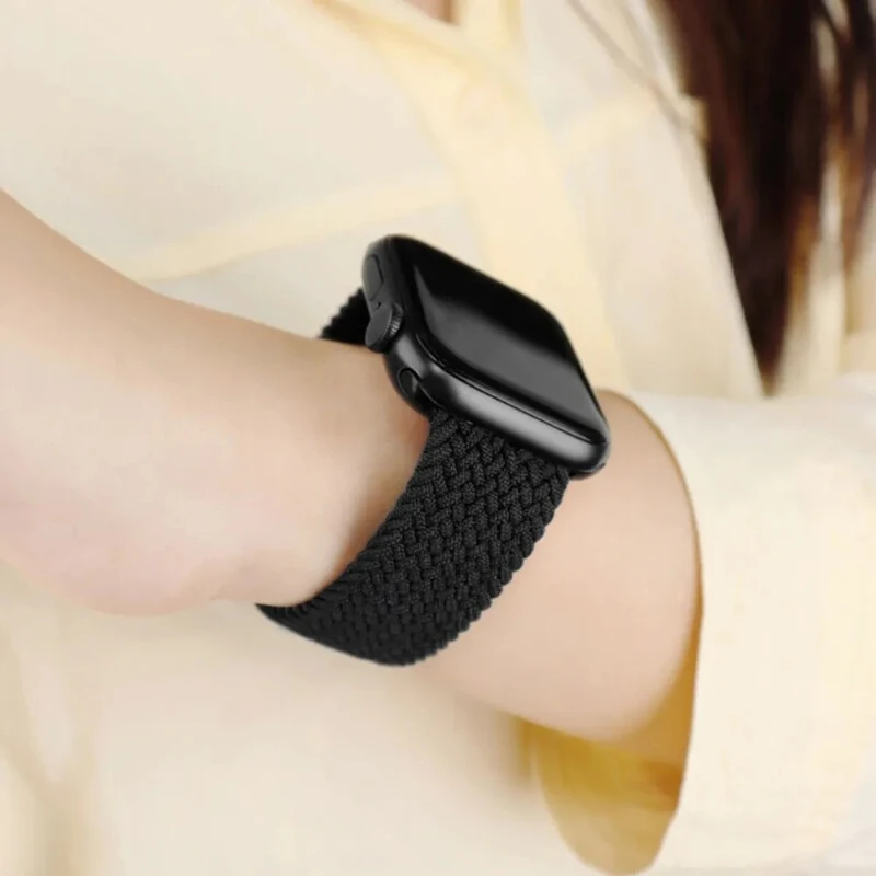 حزام نايلون لساعة أبل 44 مللي متر 45 46 49 38 40 41 42 مللي متر مضفر سولو حلقة سوار iWatch سلسلة 10 9 8 7 6 5 4 SE Ultra 2