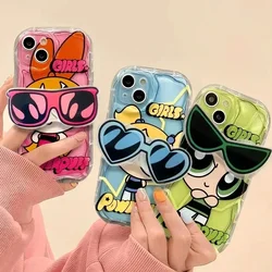 P-Powerpuff Girls Phone Case For Samsung Galaxy S24 Ultra S23 S22 Plus S21 S20 FE A25 A55 A35 A15 A05 A05S Glasses Holder Cover