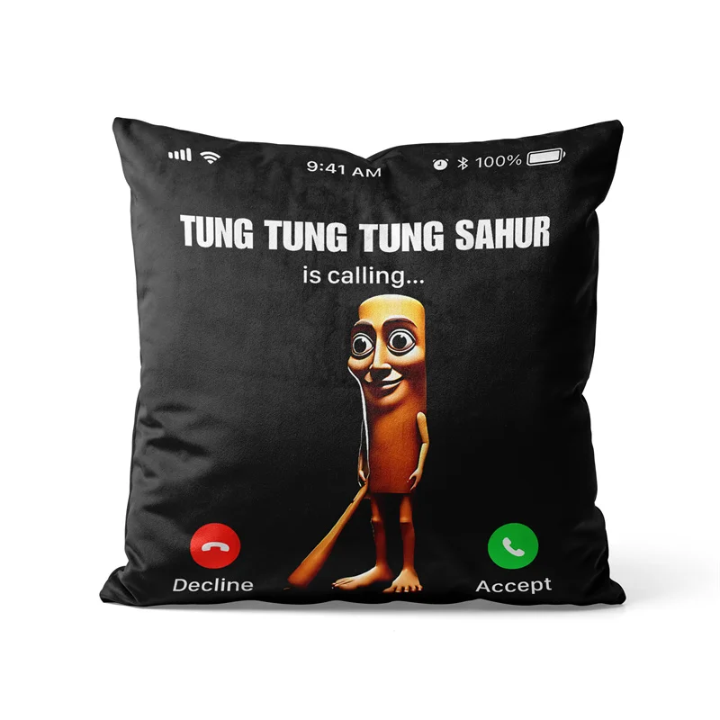 Gaslight Gatekeep Girlboss Tung Tung Tung Sahur is Calling Throw Pillow Covers Cushion Cases Pillowcases for Sofa 45cm x 45cm
