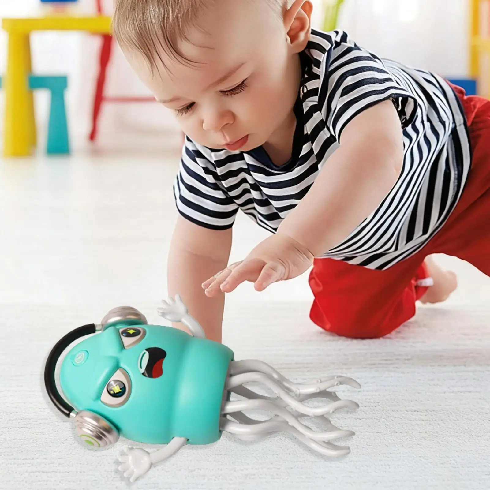 Dança lula brinquedo inteligente evitar obstáculos explorador recarregável rastejando polvo brinquedo com luz & música para crianças dançando barriga