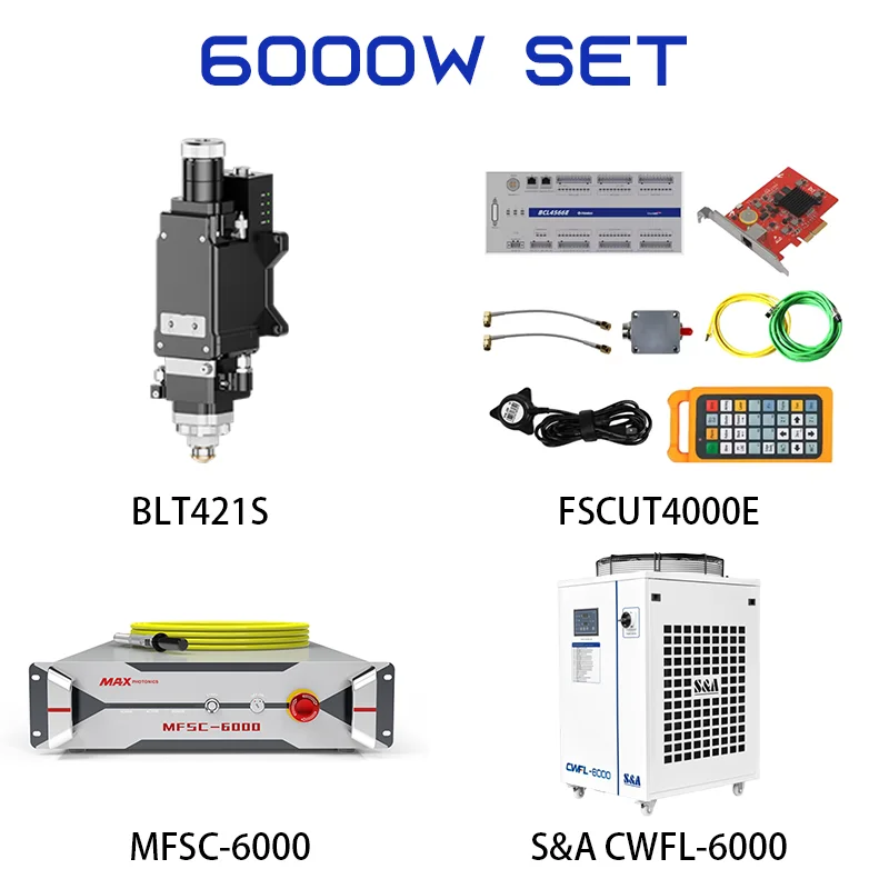 Industry Fiber Laser Machines Kit 3000W Raycus MAX Laser Source Raytools BOCI Cutting Head Laser Controller Water Chiller Set