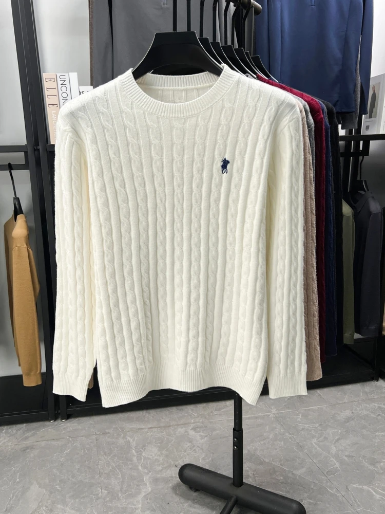 Роскошный брендовый свитер с вышивкой для гольфа, мужской свитер с круглым вырезом, осень-зима, классический модный изысканный жаккардовый вязаный пуловер