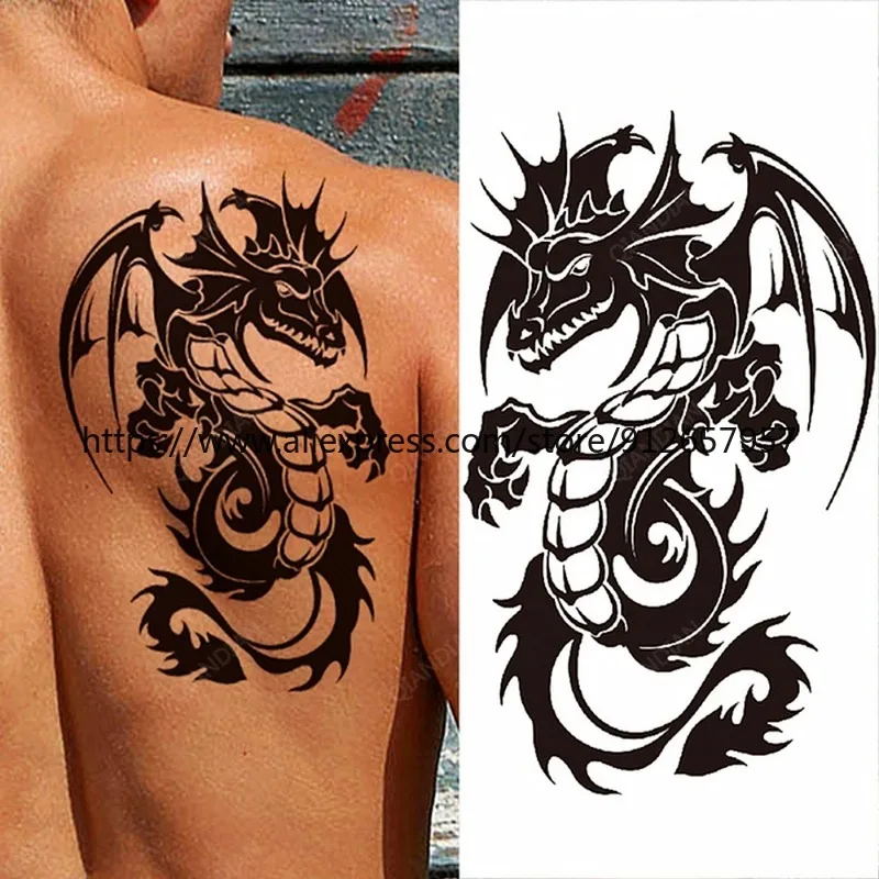 Tatouage Autocollant Temporaire Étanche, Faux Tatouages, Dragon, Tigre, Crâne, Pluie, Fleur, Papillon, Corps, Vente en Gros, 100x