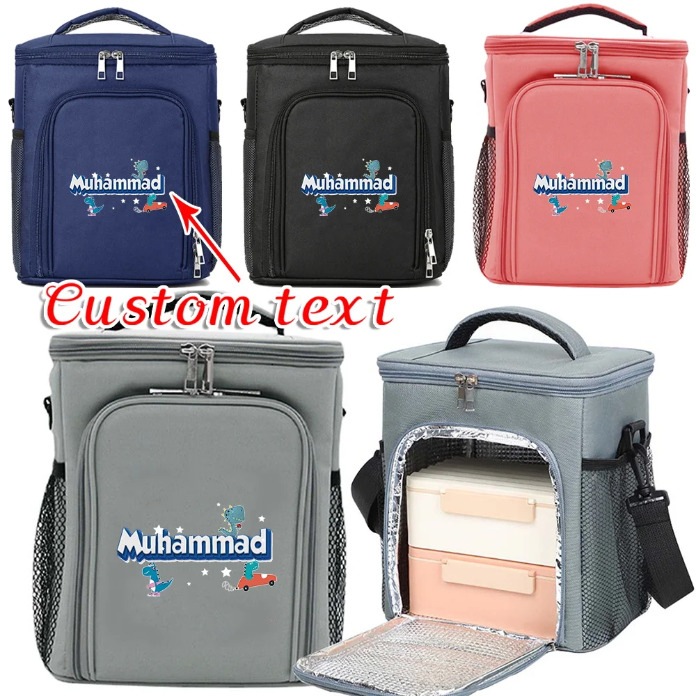 Personalized Customization Name Double-layer Lunch Bag Insulated Bento Bag Portable Large Capacity Double-layer Bento Bag