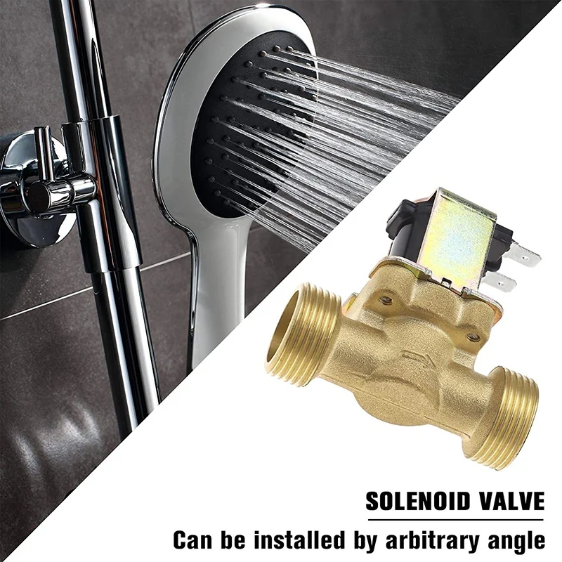 Interruptor de válvula de agua G3/4 pulgadas, válvula solenoide de latón AC220V para calentador de agua