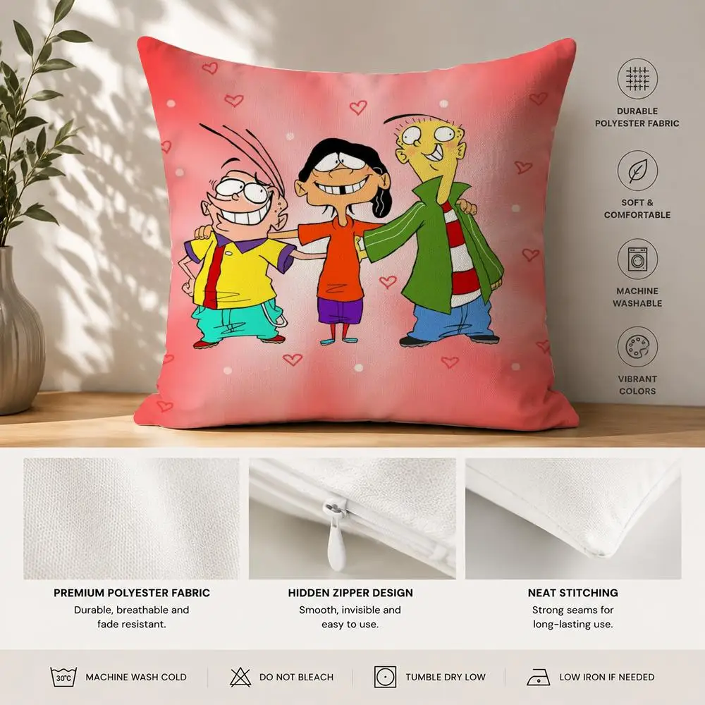 E-Ed Edd N Eddy Cartoon Cushion Cover 40x40cm Square Decorative Sofa Cushion Cover Bedroom Living Room Home Decor Gift