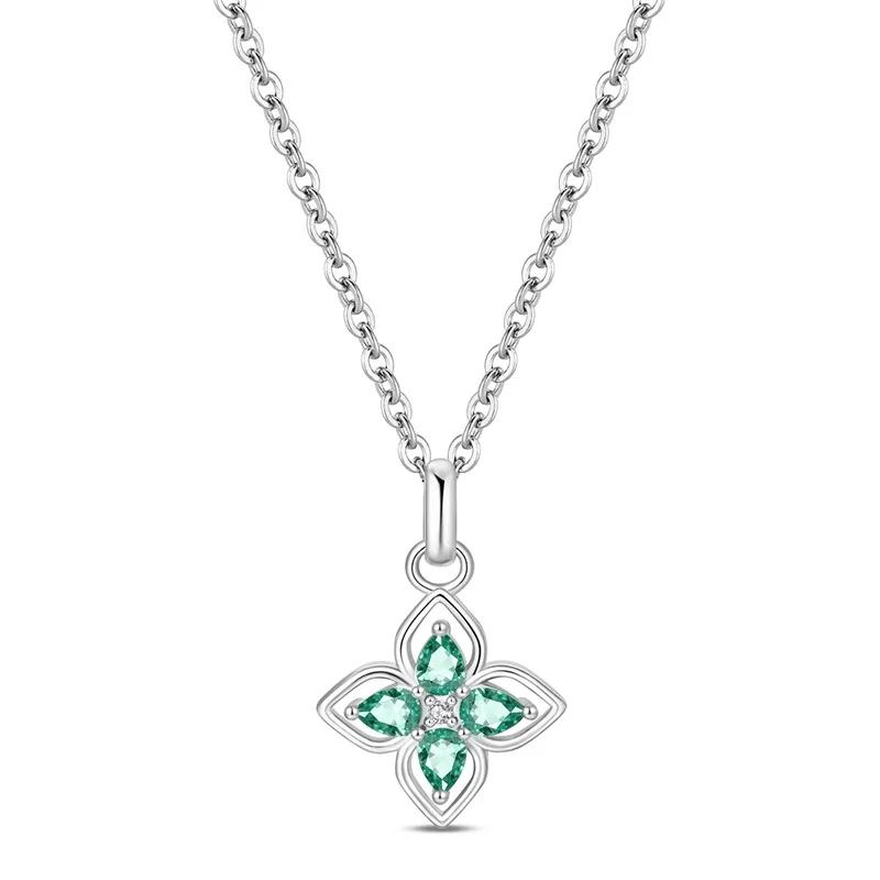 

Original 925 Sterling Silver Fashion Four-Leaf Clover Exquisite Necklace Sparkling CZ Zircon For Women Birthday Jewelry Gifts
