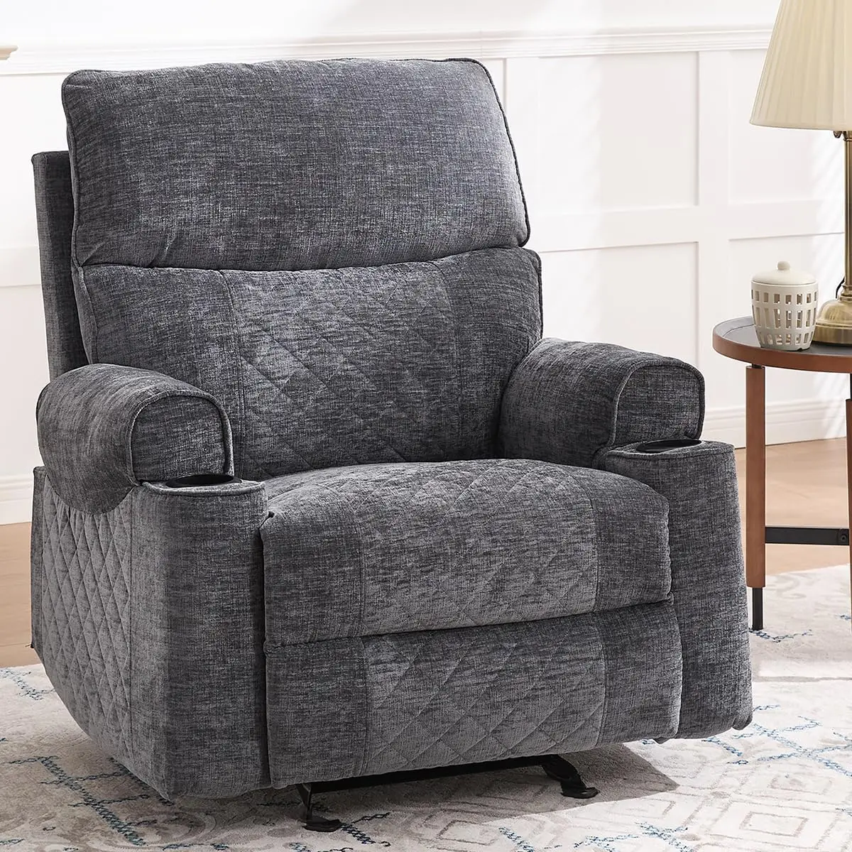 Recliner Chair,Rocking Chair with Cup Holders, Leather Reclining Chair for Adults, Theater Lounge Seating with Soft, Customized