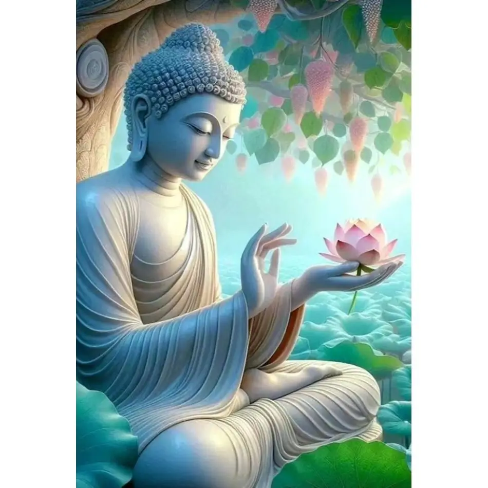 RUOPOTY Buddha Statue 5d Diamond Painting Home Decor Gift Diamond Art Embroidery Landscape Full Round Diamond Art For Beginners