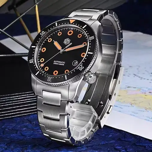 San Martin Men Automatic Watch 39.5mm Mechanical Wristwatch Diver 20ATM Waterproof Luminous Sapphire Mirror YN55 Ceramic Bezel