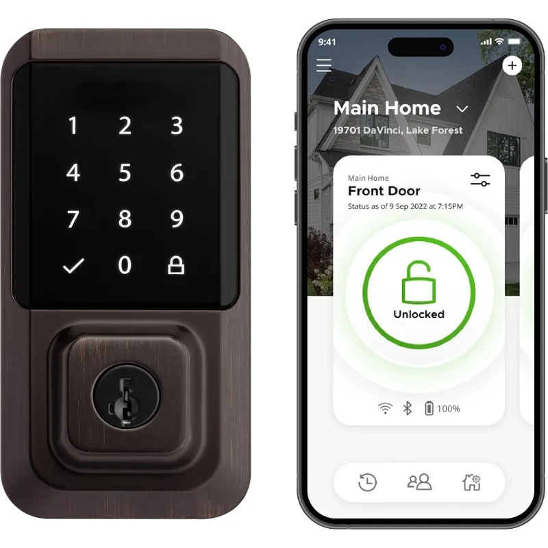 

Keyless Entry Front Door Touchscreen Deadbolt, App Control Grade AAA Certified,Venetian Bronze Finish, Digital Remote Lock