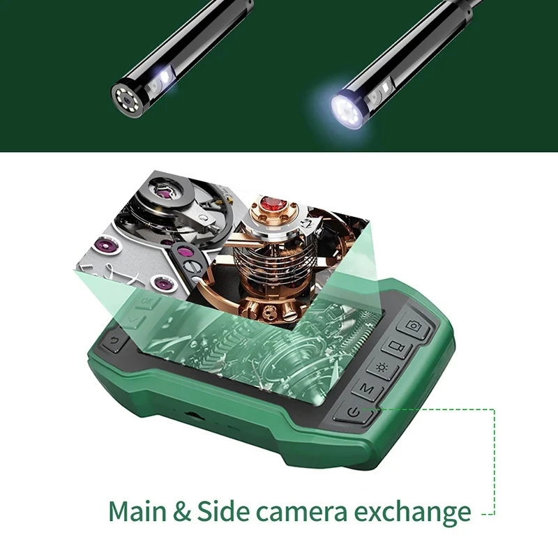 3.9mm /4.9mm Dual Lens Endoscope with 4.5" Screen Pipe Borescope Engine Video Sewer Snake Inspection Digital Scope Mini Camera