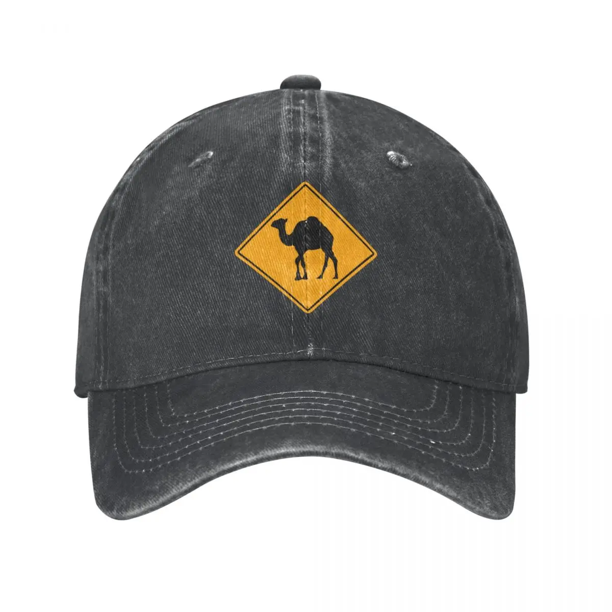 Camel Road Sign Washed Baseball Cap Traffic Trendy Hip Hop Hats Summer Couple Outdoor Casual Baseball Caps