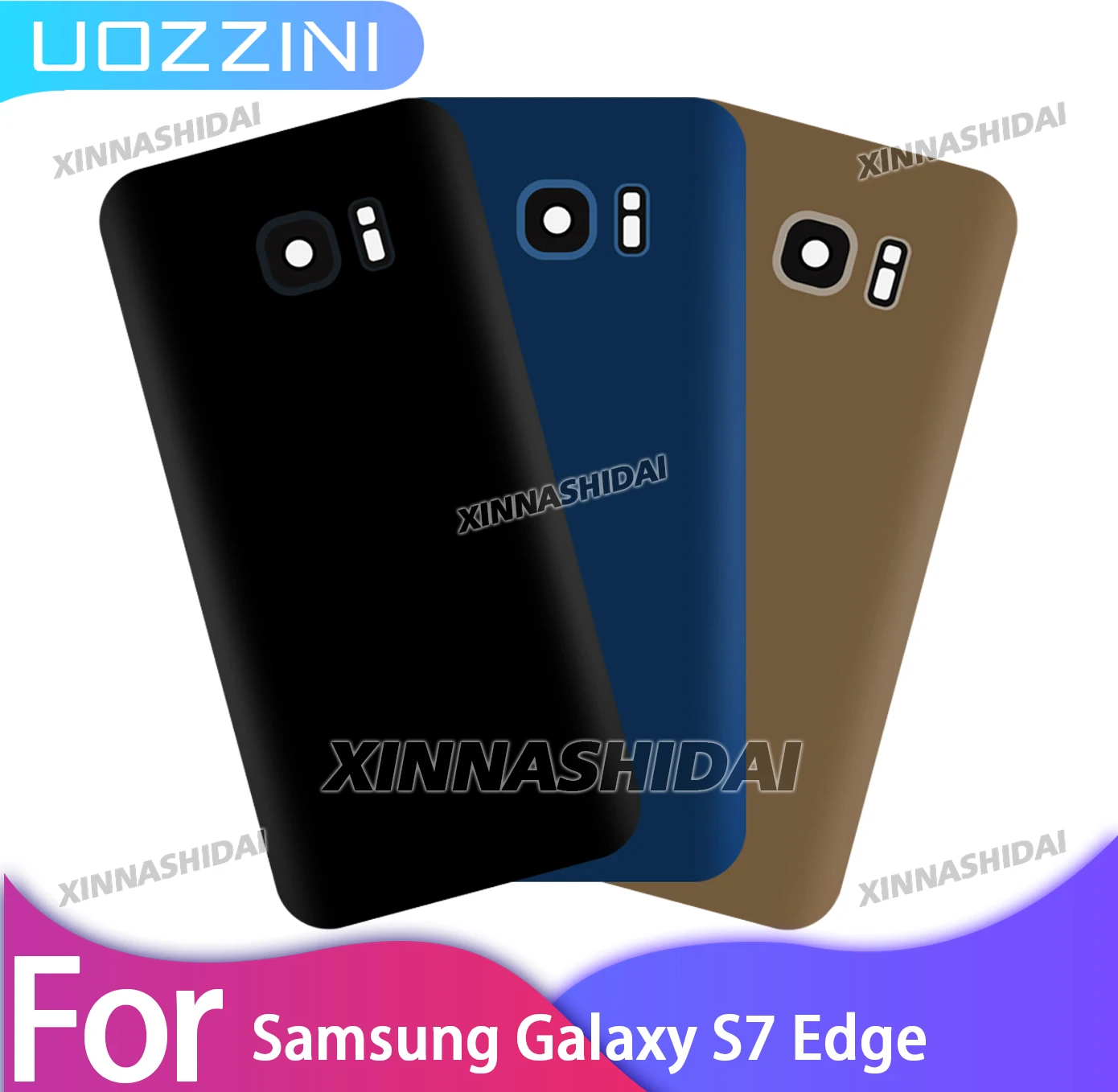 Capa de bateria de qualidade aaa + para samsung galaxy s7 edge, substituição de caixa traseira com adesivo rígido para bateria