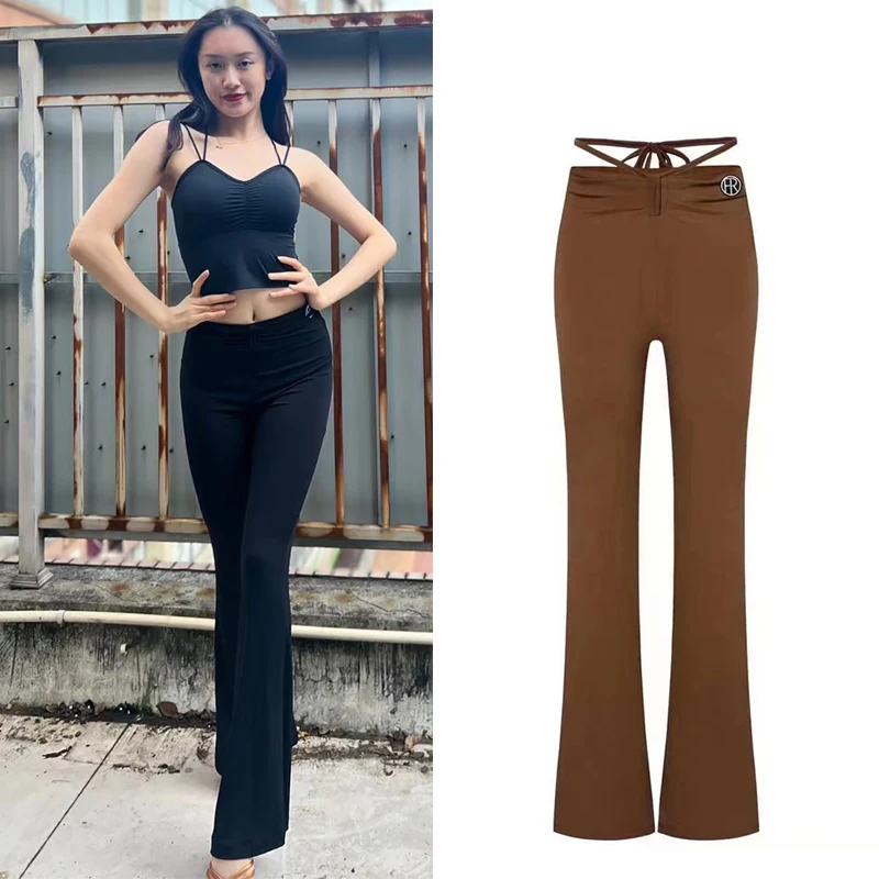 

2023 Latin Dance Pants For Women High Waist Flared Trousers Training Clothes Chacha Samba Tango Latin Performance Wear DQS12966