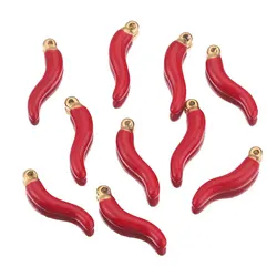 5pcs Stainless Steel Red Pepper Enamel Charms Pendant Connector for Earrings Bracelets Diy Jewelry Making Supplies Bulk Metal