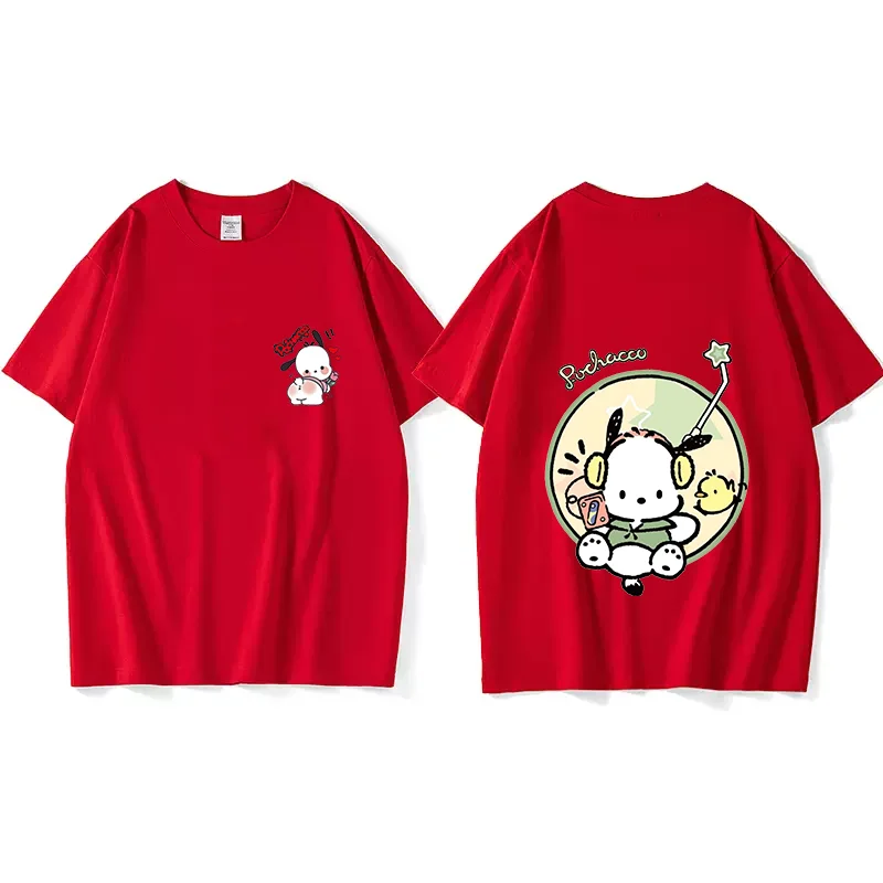 Sanrio Pochacco Men's and Women's printing T-shirt men and women casual street sports student couple T-shirt