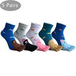 5 Pairs Cute Toe Socks Women Girl Cotton Animal Dog Cat Rabbit Colorful Fashions Young Casual Harajuku 5 Finger Socks Novelty