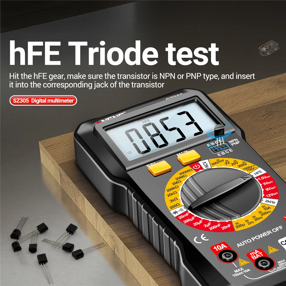 Imagem -06 - Digital Multimete True Rms Handheld Multifunções Alta Precisão Tester Ncv ac dc Votage Resistência Atual Ohm Ferramenta Sz304 Sz305