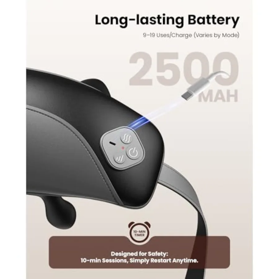 مدلك شياتسو للرقبة اللاسلكي لتخفيف الآلام في المكتب أو الاستخدام المنزلي تدليك الأنسجة العميقة 4D مع حرارة مهدئة