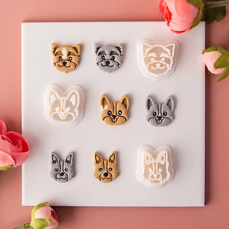 18 Types Dogs Breeds Polymer Clay Cutters Puppy Labrador Doberman Pinscher Bulldog Earrings Cutter for Jewellery Handmade Tools