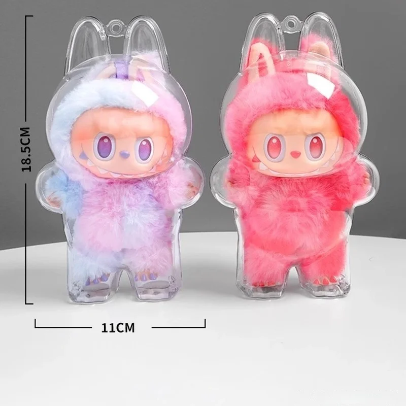 For Labubu Transparent Protective Cover Monster Labubu V1 V3 V2 Sit Party Transparent Protective Monster Toy Storage Case
