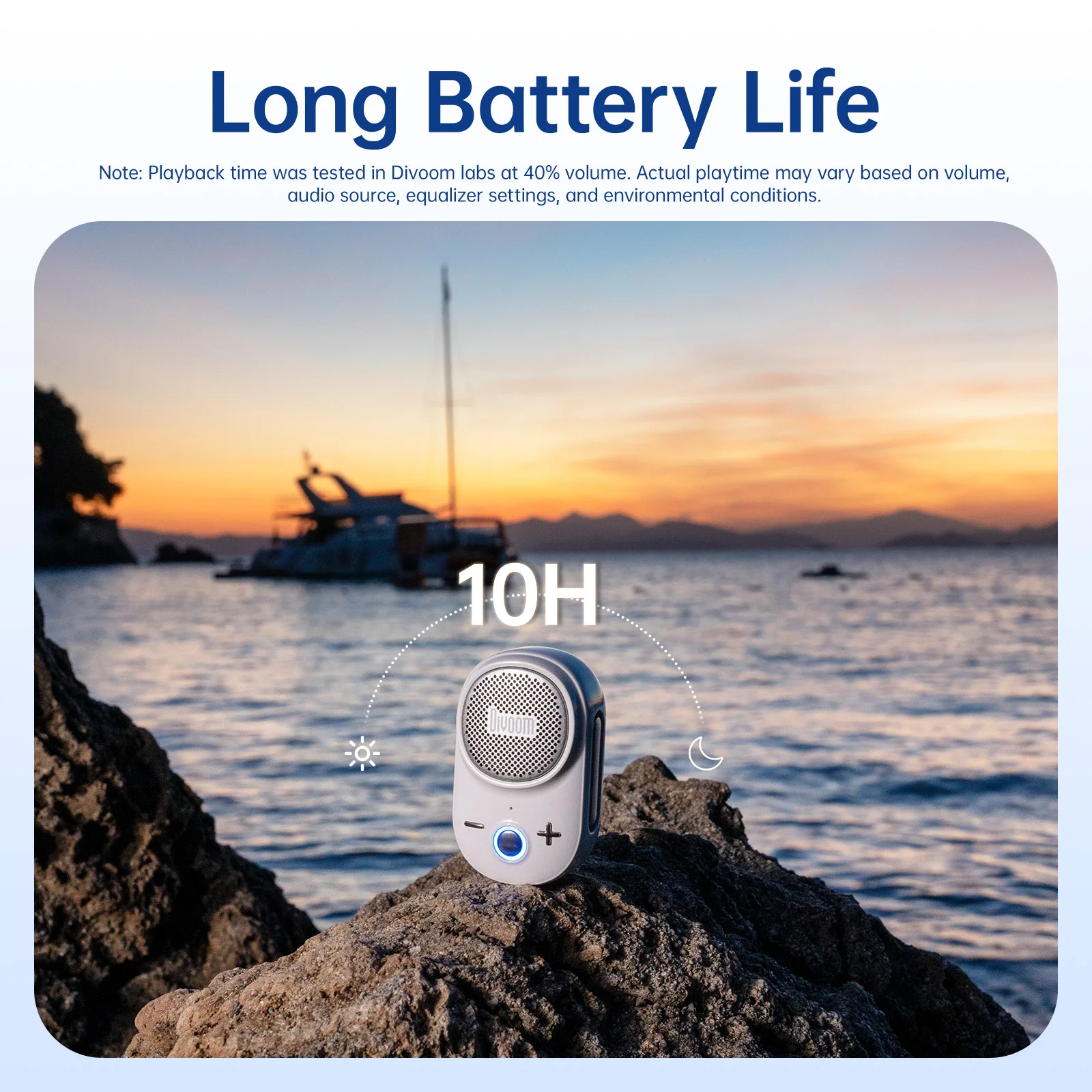 Divoom Itour-S Mini Clip-On Bluetooth Speaker, IP67 Waterproof, 4.2W Portable Wearable Speaker, 10H Playtime for Outdoor