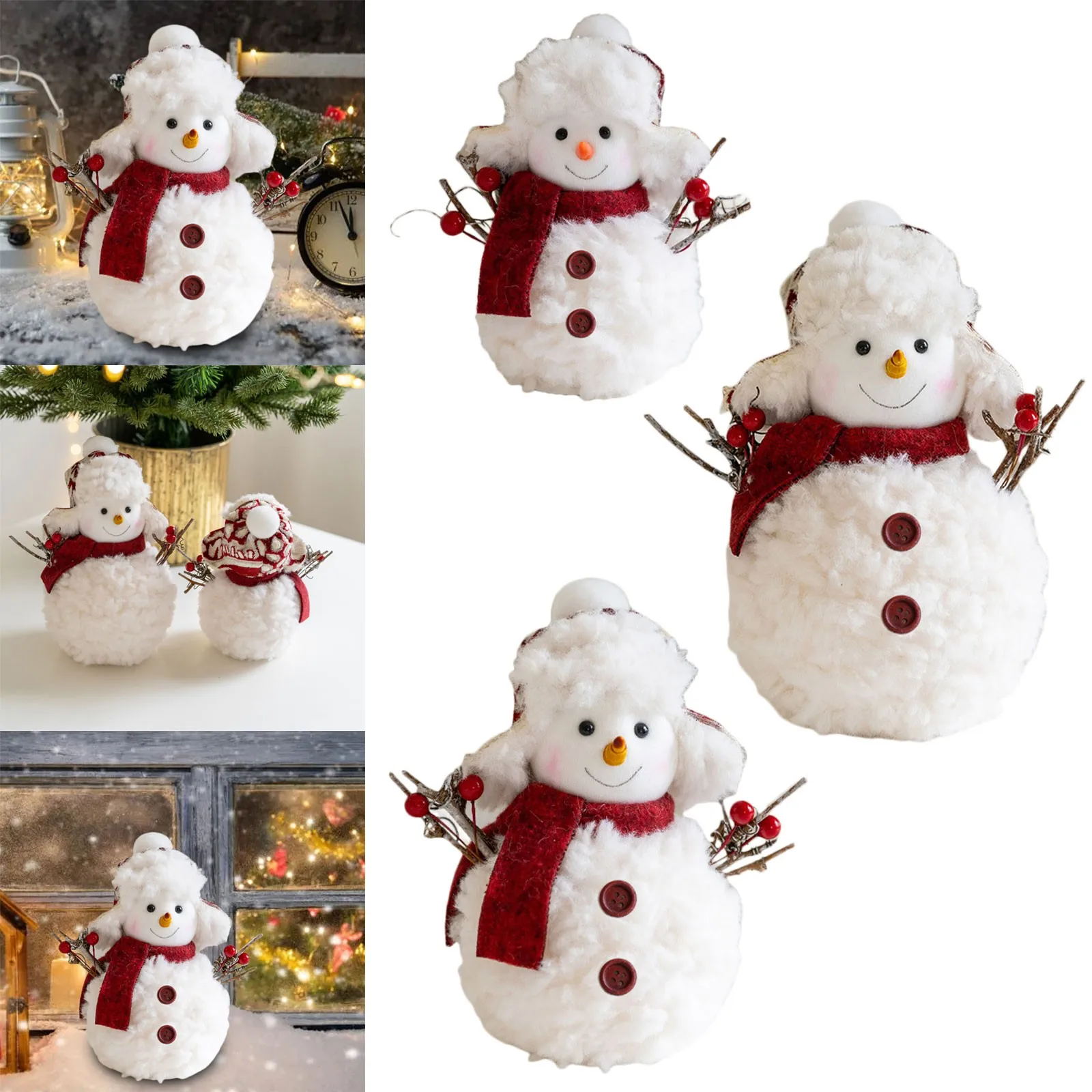 Colorful Ornament Set Christmas Ornaments Christmas Round Hat Snowmen Dolls Xmas Decoration Garden Figurines And Statues Large