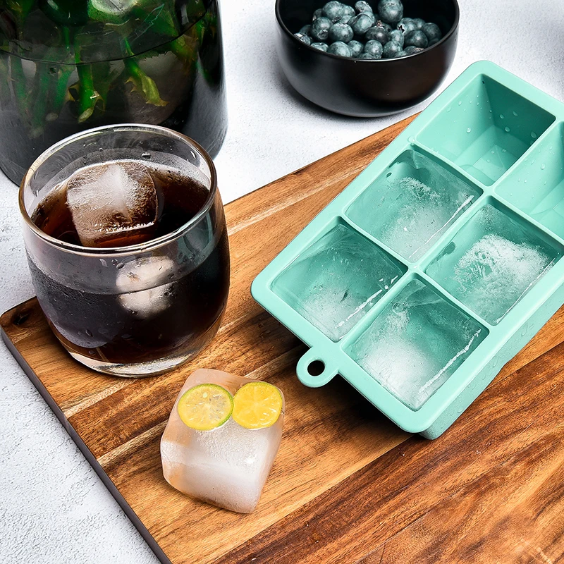 

6Grids Big Ice Tray Mold Ice Maker Food Grade Silicone Ice Cube Mold Square Mold Diy Bar Pub Wine Ice Cube Maker