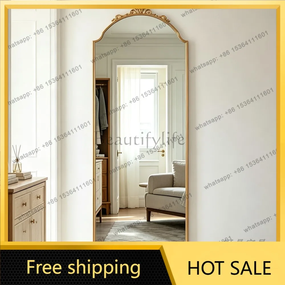 YJ French Retro Irregular Full Length Mirror Modern Minimalist Wall Mounted Dressing Mirror For Bedroom Home Decor