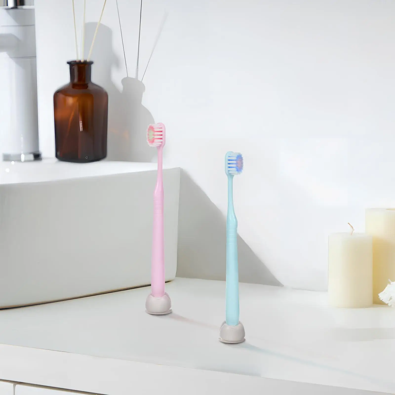 

6 Pcs Suction Cup Toothbrush Holder Plastic Mirror Bathroom Shower Denture Brush Storage Organizers Home Daily Use Toothbrush