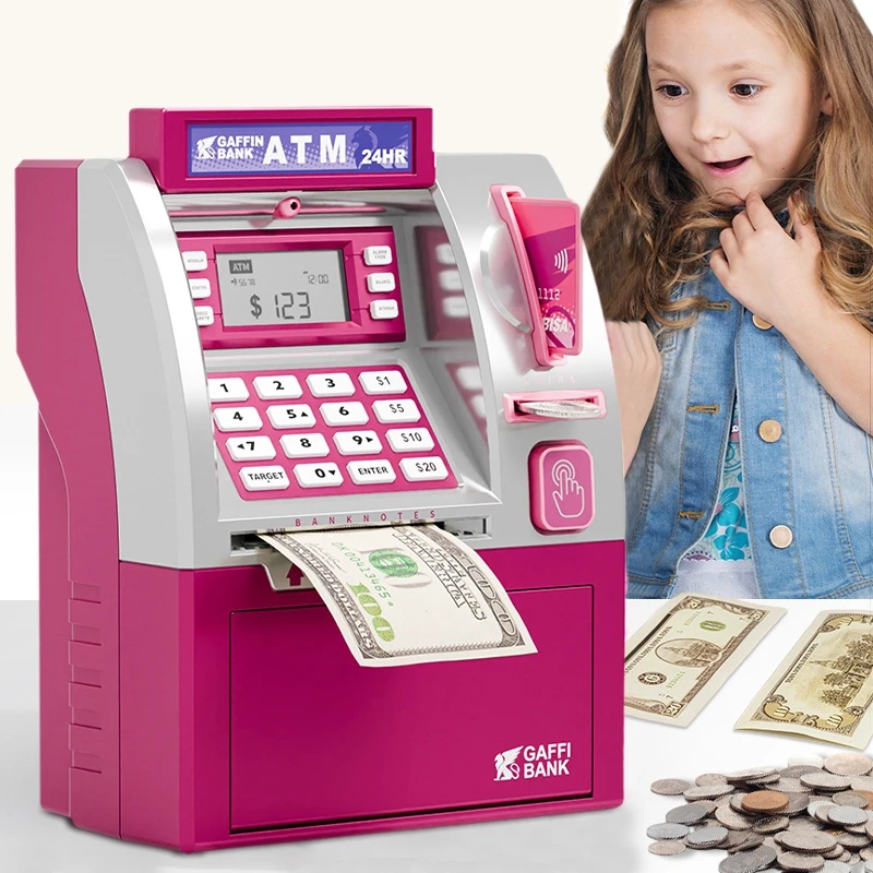 ATM Piggy Bank Cash Coins Saving Box 2025 Electronic Piggy Bank Password Money Box Automatic Deposit Banknote Ornament