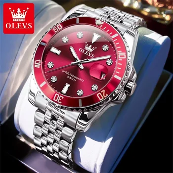 OLEVS men&#x27;s watches luxury brand one-way timing rotation bezel Analog original Quartz watch for men submarine series wristwatch