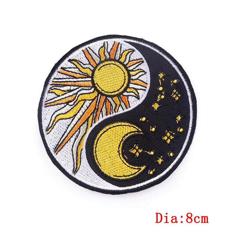 Cartoon Sun Moon Embroidery Patch Wave Applique Patches For Clothing Thermoadhesive Patches On Clothes Letter Badges Stickers