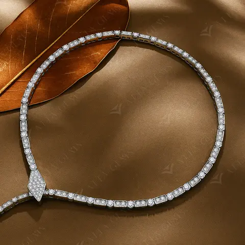 ATTAGEMS 2025 스네이크 풀 Moissanite 다이아몬드 목걸이 여성용 남성용 헤비 메탈 힙합 S925 실버 웨딩 파티 선물 조절 가능