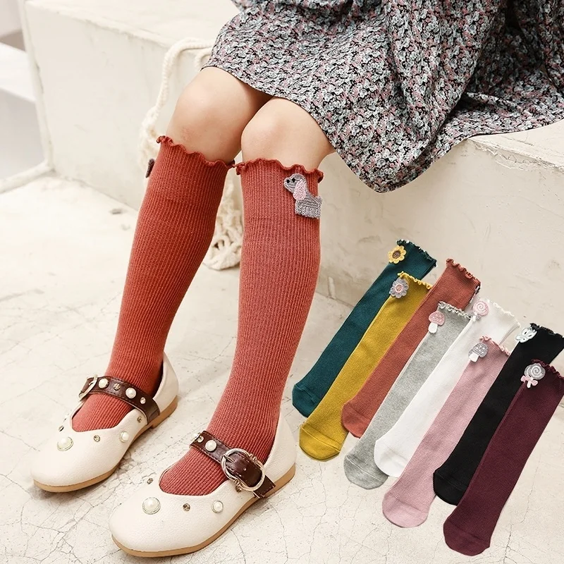 

Children's Cartoon Stockings Knee Socks Half Leg Socks Warm Retro Ruffle Long Sock