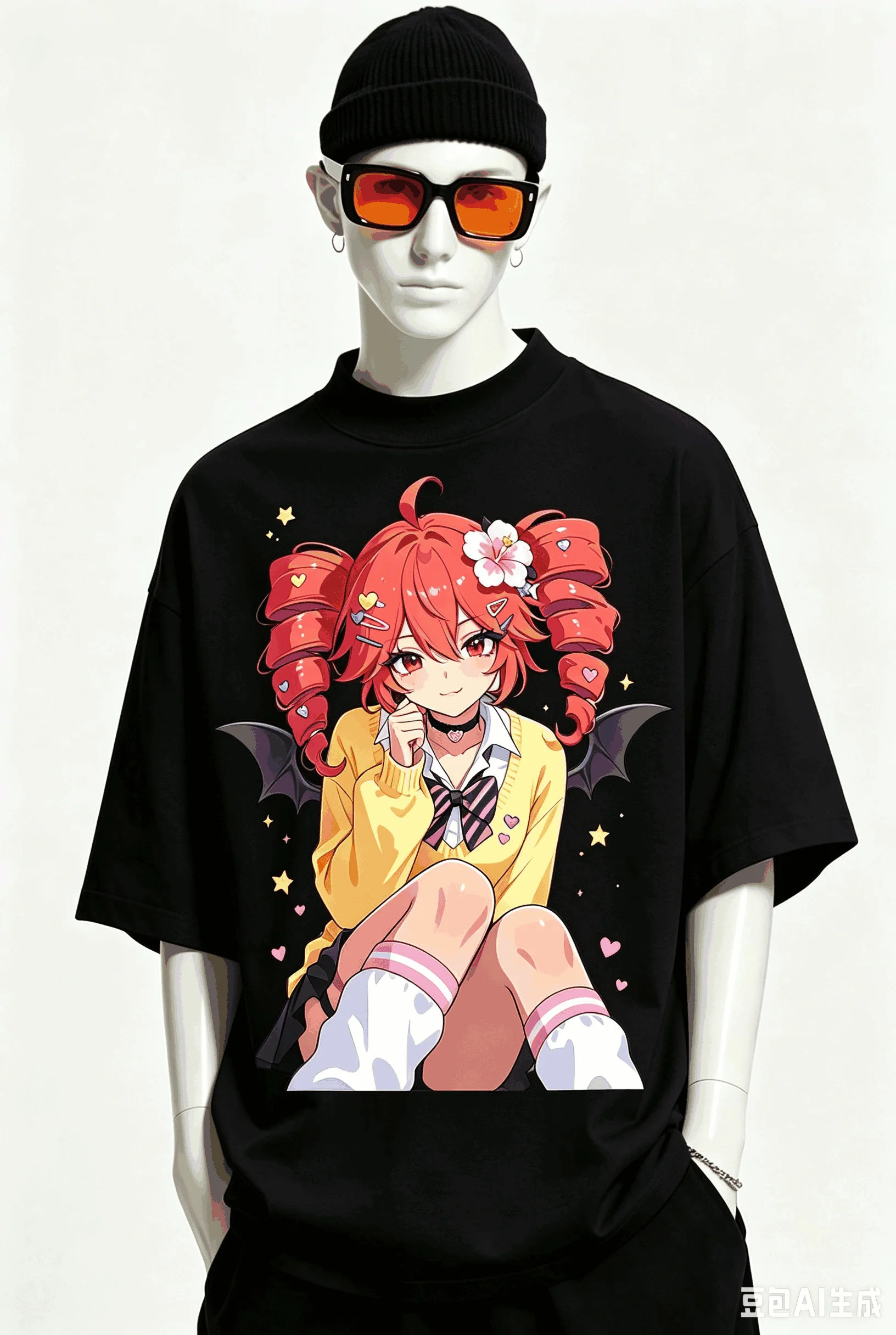 Kasane Teto Übergroßes Unisex-T-Shirt mit Grafikdruck und Rundhalsausschnitt für Männer und Frauen, hochwertige Y2k-Kurzarm-Streetwear aus weicher Baumwolle – Detail 18