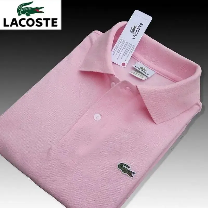 Brand Lacoste Men's Polo Shirt Summer Short Sleeve Classic Homme Clothing Casual Cotton Luxury Designer Slim Print Fashion