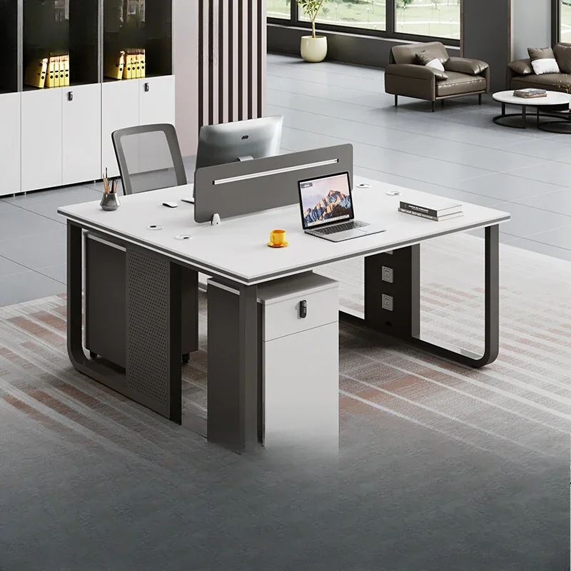 

Unusual Light Luxury Office Desk Conference High Quality Design Office Desk Monitor Drawers Crafting Metal Escritorio Furniture