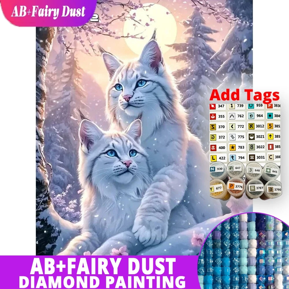 AB Peri Tozu 5D DIY Elmas Nakış Kedi Hayvan Boyama Kış Yeni Varış Mozaik Akrilik Zanaat Malzemeleri El Yapımı Hobi
