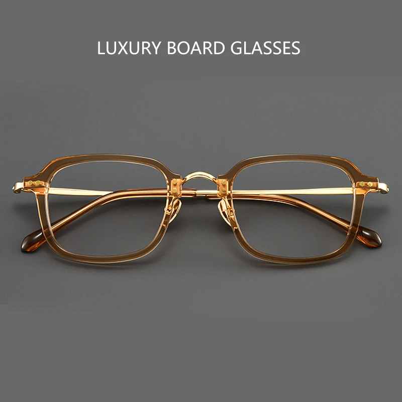 

Fashion Retro Titanium Acetate Eyeglasses Luxury Eyewear Square Small Size Number of Heights Optical Prescription Frames Man