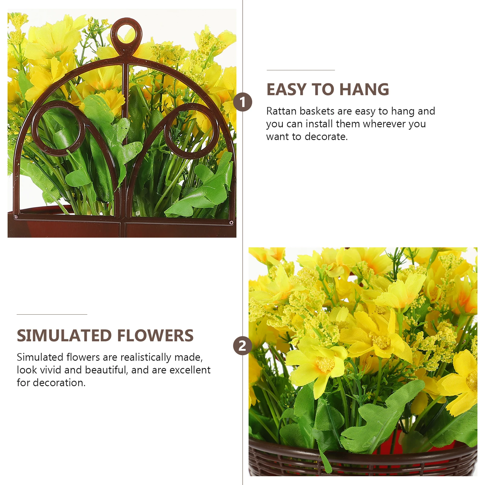 

Hanging Delicate Lifelike Artificial Basket Fake Flower Decor For Door Home Fake Flower In Basket Office Cafe Decoration