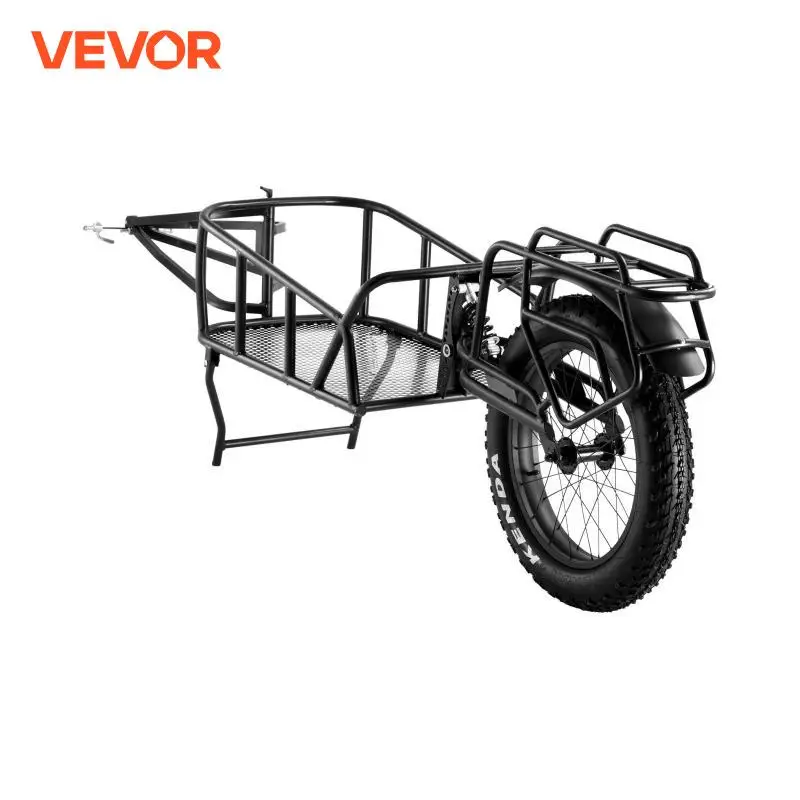 VEVOR Remorque de vélo, capacité de charge de 32 kg, chariot de vélo, rangement compact et structure à dégagement rapide, roues de 508 mm, convient à la plupart des roues de vélo, en acier au carbone