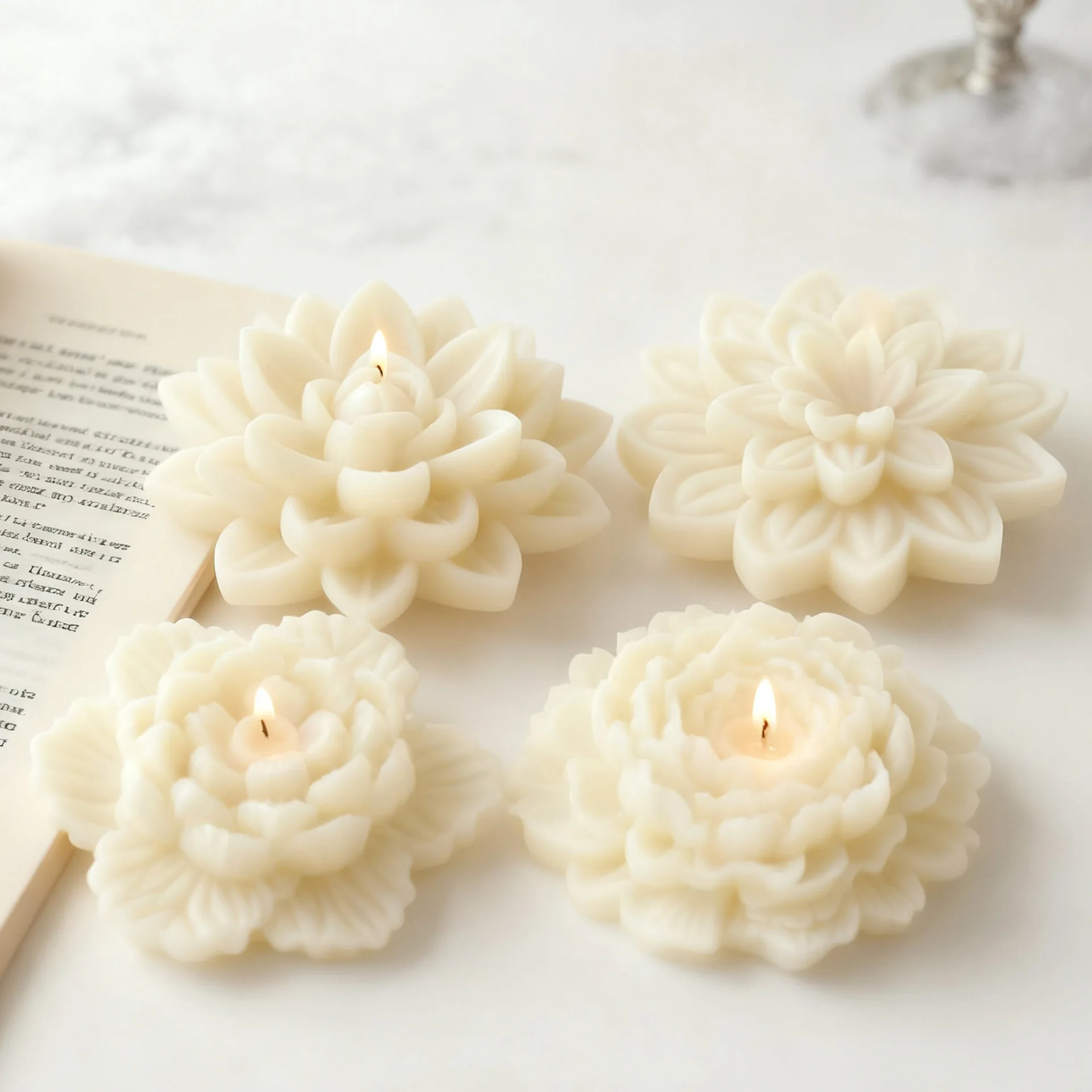 زهرة شكل روز الفاوانيا لوتس قالب من السيليكون لتقوم بها بنفسك رائحة شمعة الجبس الايبوكسي الراتنج قالب الزهور صابون يدوي الصنع مستلزمات صناعة