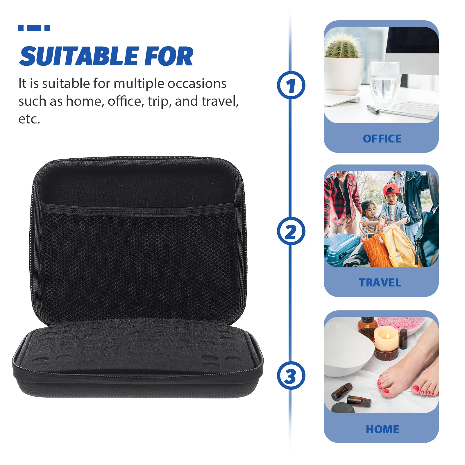 

Portable Essential Oil Bottle Holder Storage Case Compartment Slots Nail Polishes Travel Bag Waterproof Sponge Toiletries