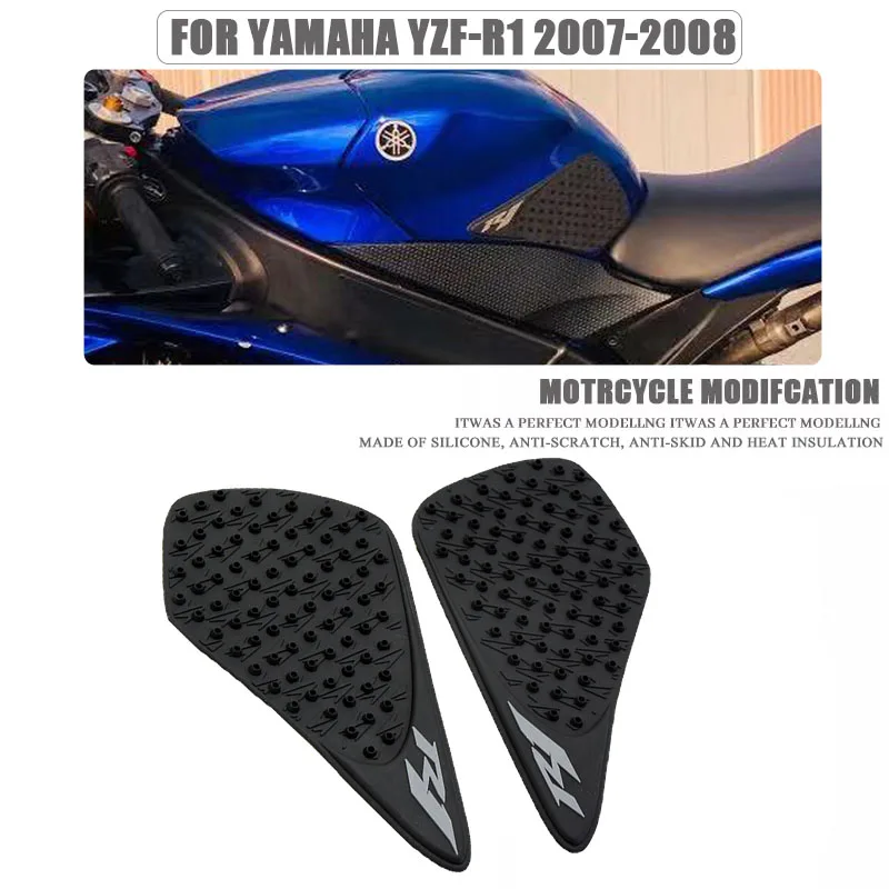 

Motorcycle Side Fuel Tank Pads Protector Stickers Knee Grip Traction Pad For Yamaha YZF R1 R1M YZFR1 YZF-R1 2007 2008
